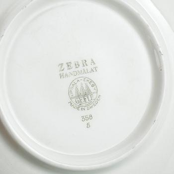 TEKOPPAR MED FAT, 6 delar, "Zebra" Eugen Trost, Upsala-Ekeby Gefle, 1955-1967.