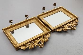 SPEGELLAMPETTER, 1 par, empirestil, 1800-talets mitt.