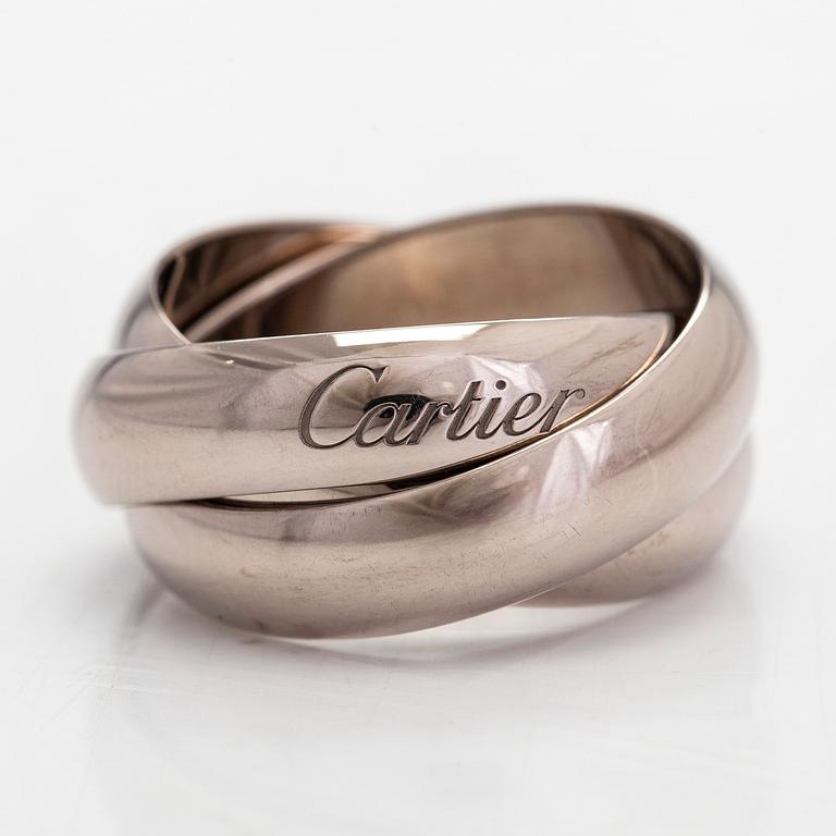 Cartier, sormus, "Trinity", 18K valkokultaa. Sertifikaatilla.