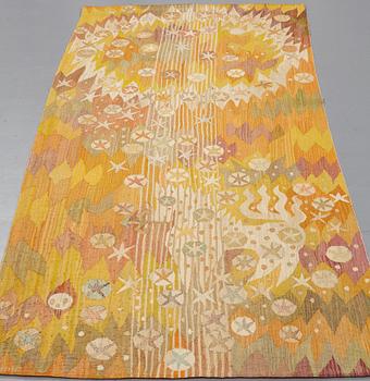 Barbro Nilsson, VÄVD TAPET, "Solen", gobelängvariant, ca 242 x 110 cm, signerad AB MMF BN.
