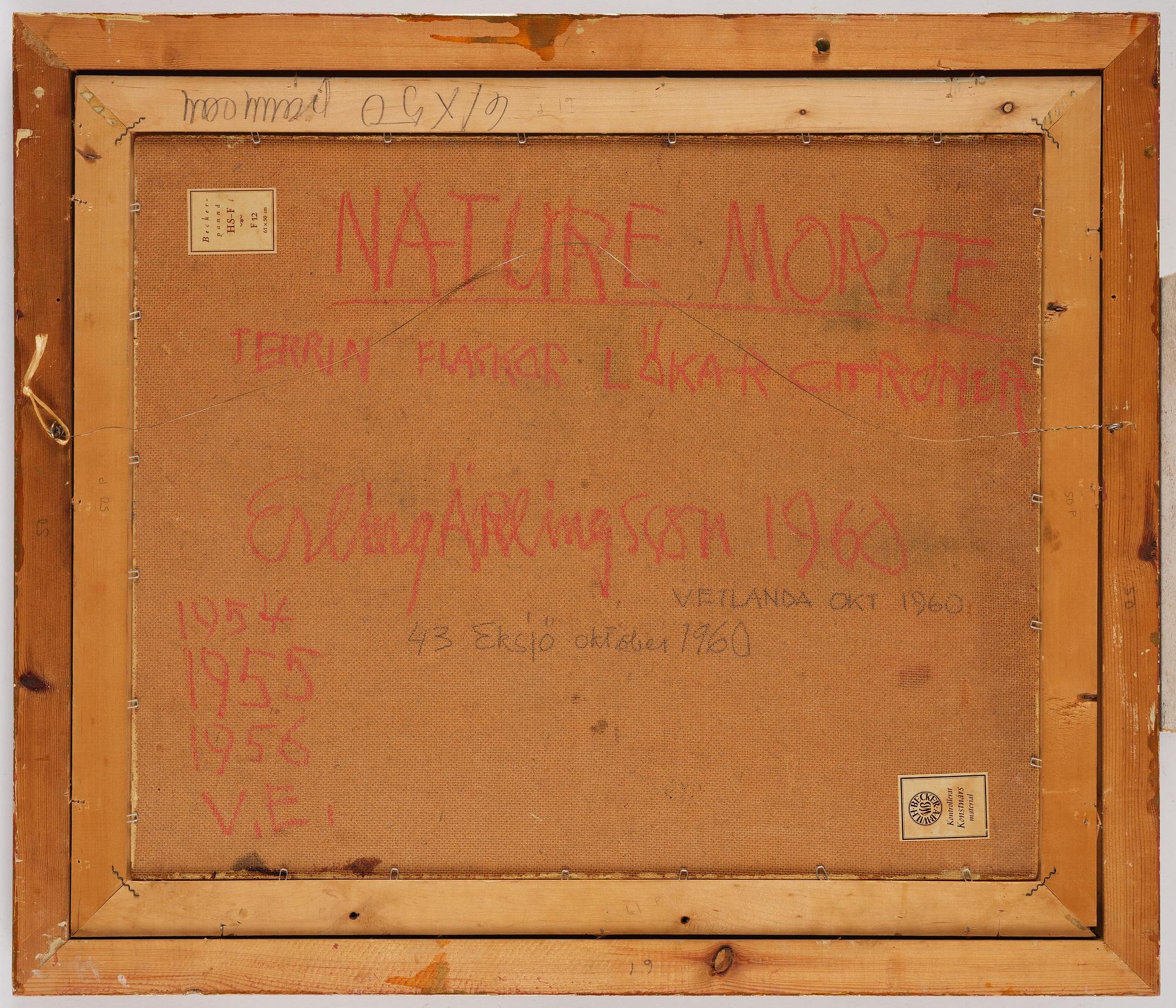 Erling Ärlingsson, "Nature morte" (Terrin, flaskor, lökar, citroner).
