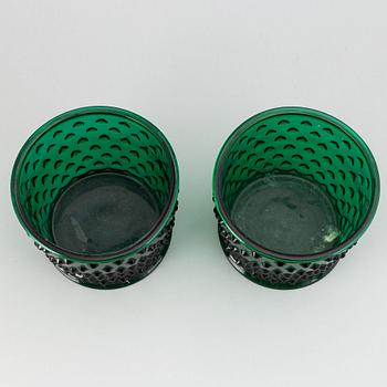 Josef Frank, two green glass flower pots, "Hortus", Svenskt Tenn, Sweden.