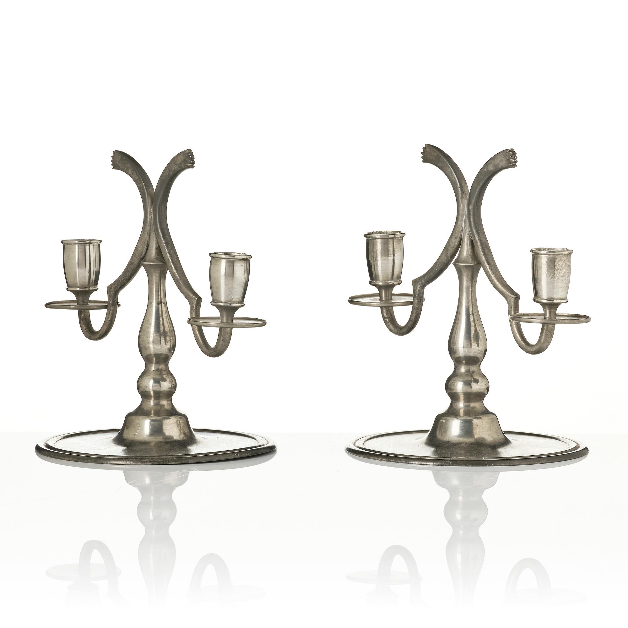 Nils Fougstedt, a pair of candelabra, Firma Svenskt Tenn, Stockholm, 1926.