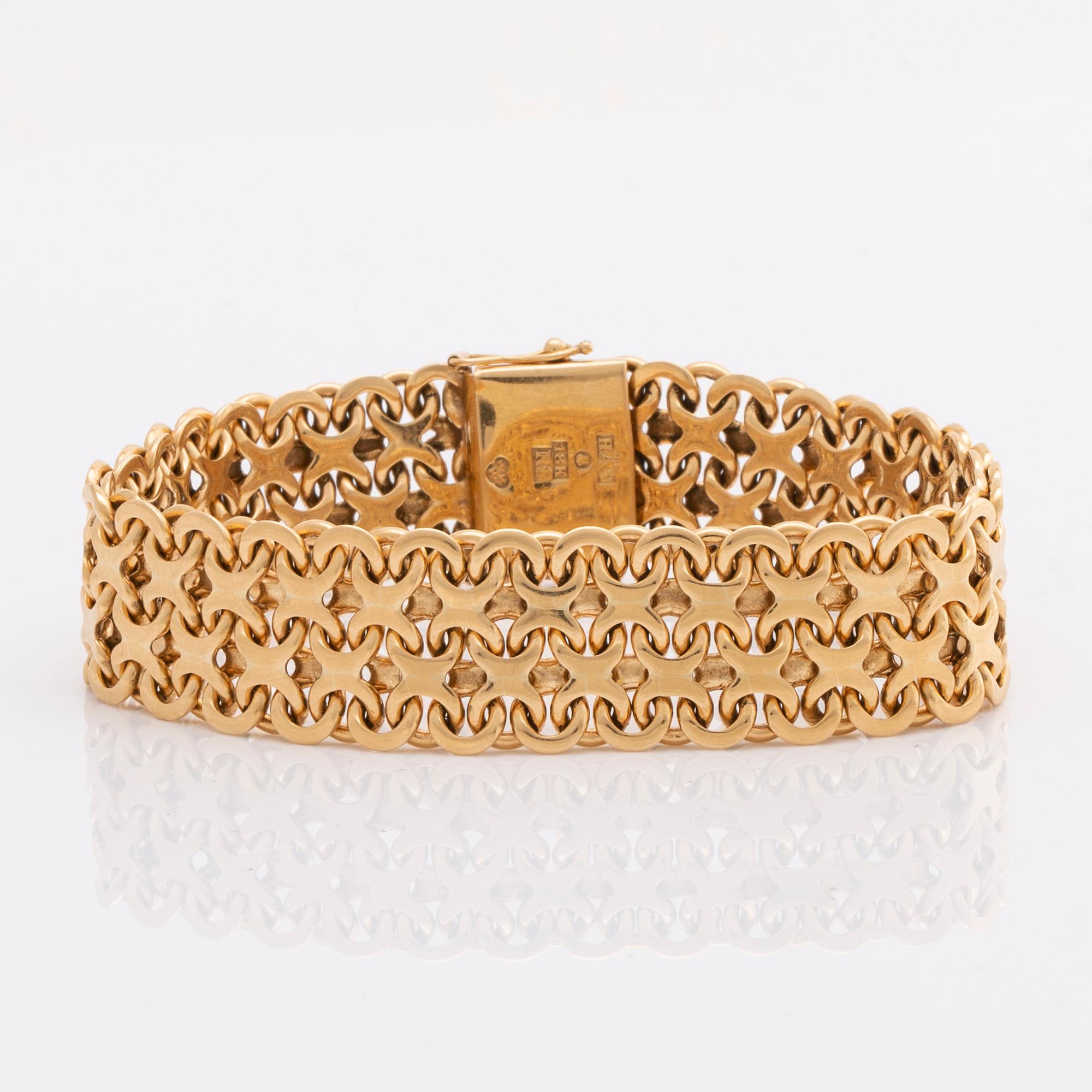 ARMBAND, 18K guld, bismarck-länk, stämplat HÅN Stockholm 1967, 49,8 g.