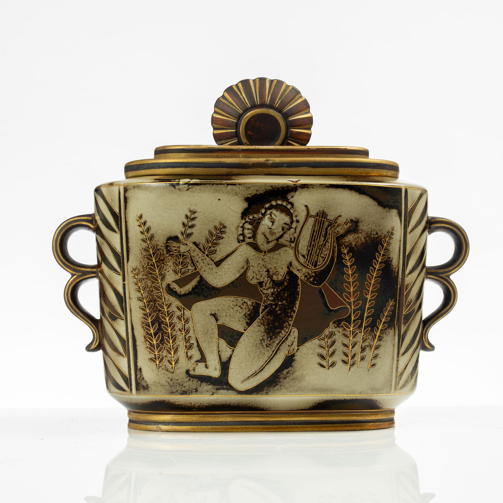 Gunnar Nylund, urna med lock, "Flambé", Rörstrand.