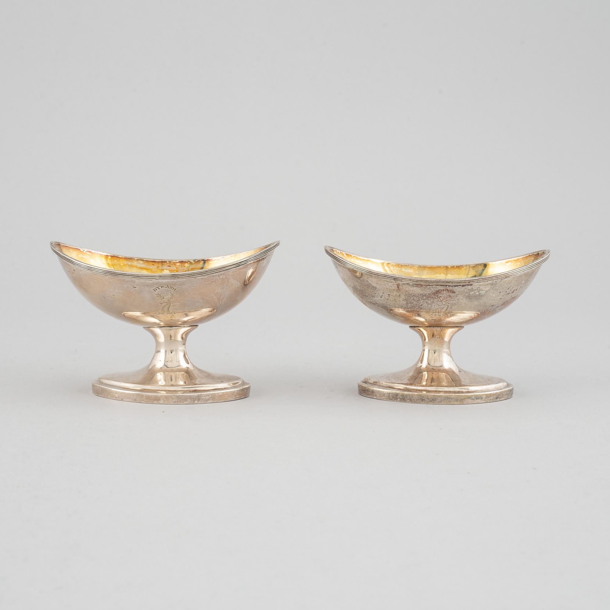 William Robertson, a pair of parcel gilt silver salt cellars, Edinburgh 1793.