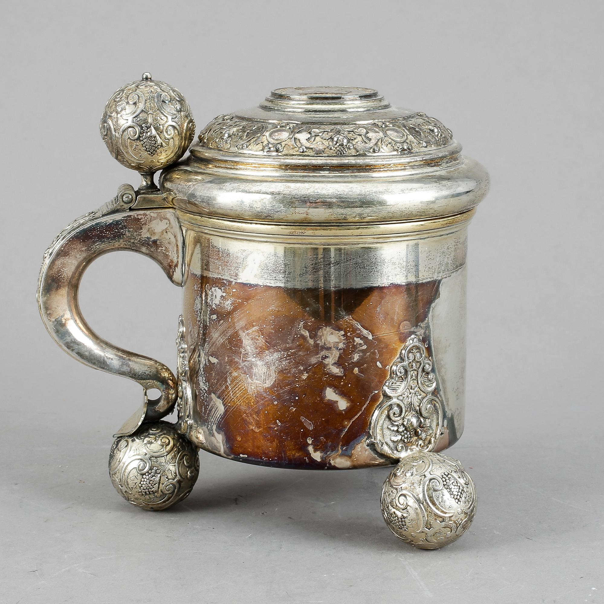 DRYCKESKANNA, silver, barockstil, GAB, Stockholm 1935. Vikt ca 650 gram.
