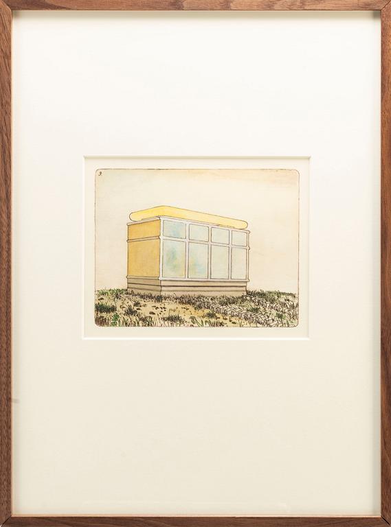 STEN EKLUND, hand colored etching, signed.