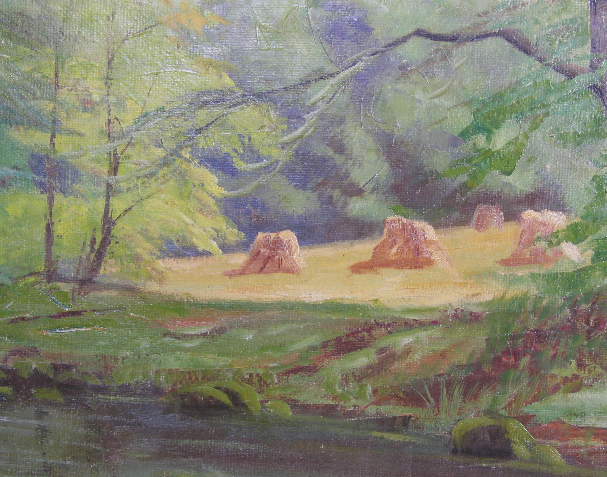 OKÄND KONSTNÄR. Olja på duk, bär sign V Jespersen.