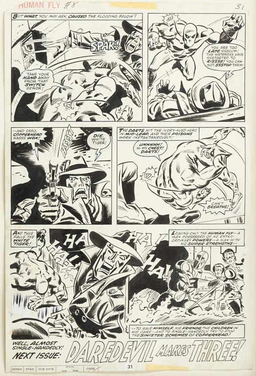 Marvel, "Human Fly", orginalteckningar, 1978.