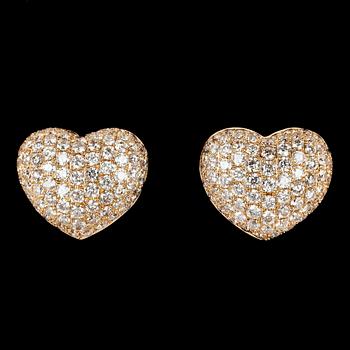 146. EARRINGS, 162 brilliant cut diamonds, tot. 1.70 cts.