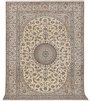 A Nain, part silk carpet, 6 la, c. 295 x 205 cm.