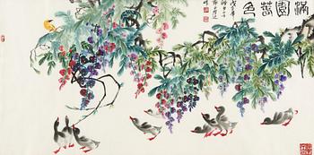 148. MÅLNING, av Deng Baiyuejin (1958-), " Spring garden" (man yuan chun se), signerad samt daterad 2008.
