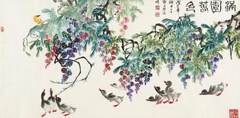 148. MÅLNING, av Deng Baiyuejin (1958-), " Spring garden" (man yuan chun se), signerad samt daterad 2008.