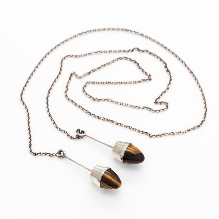 Elis Kauppi, pendant, silver, tiger's eye.