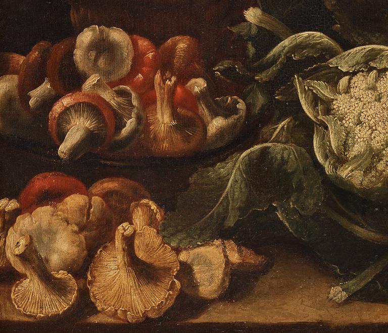 Simone del Tintore Follower of, Still life with asparagus, mushrooms, cauliflower and turnips.