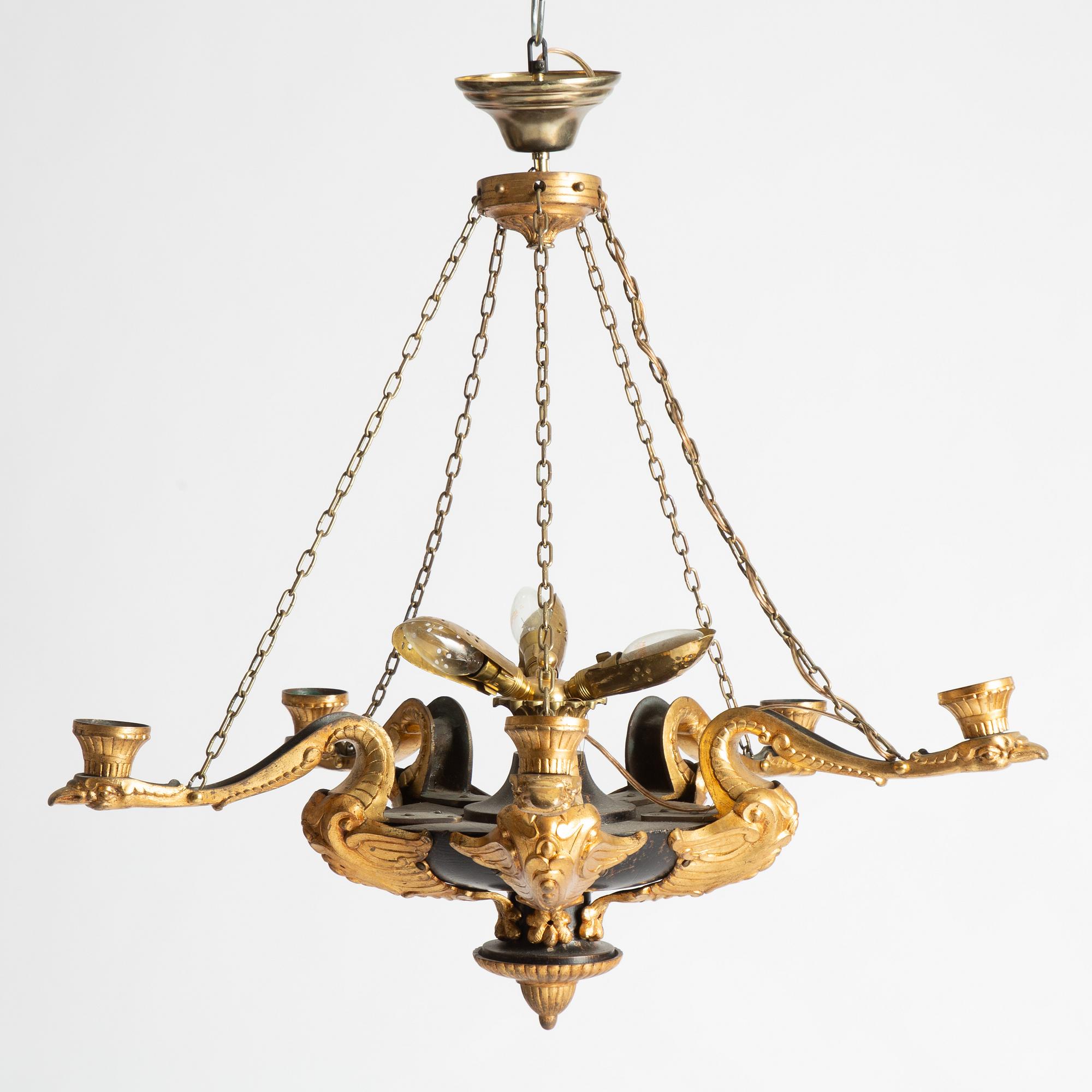 An Empire style chandelier, early 20th century.