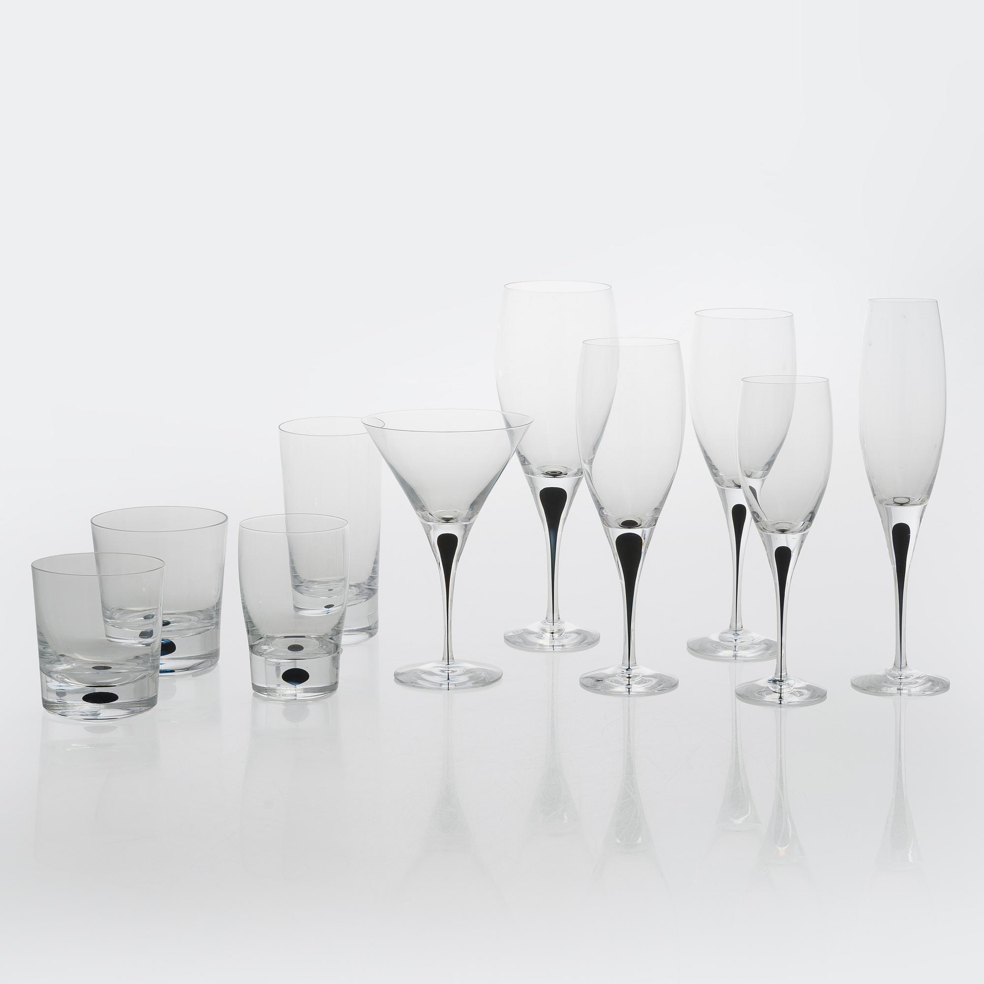 Erika Lagerbielke, glasservis 60 delar, "Intermezzo" Orrefors, Sweden, 2000-tal.