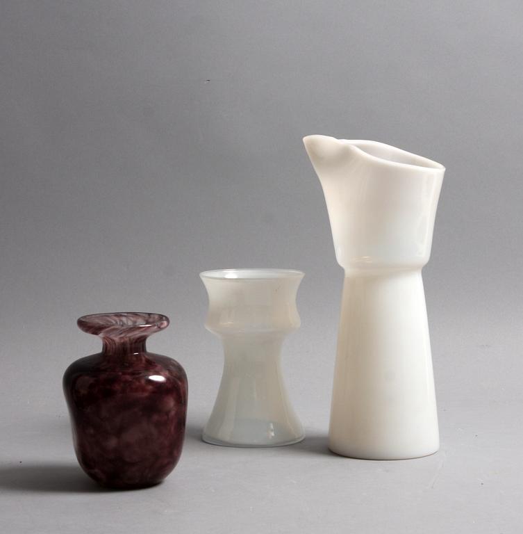 VASER, 3 st, glas, bl a Holmegaard.