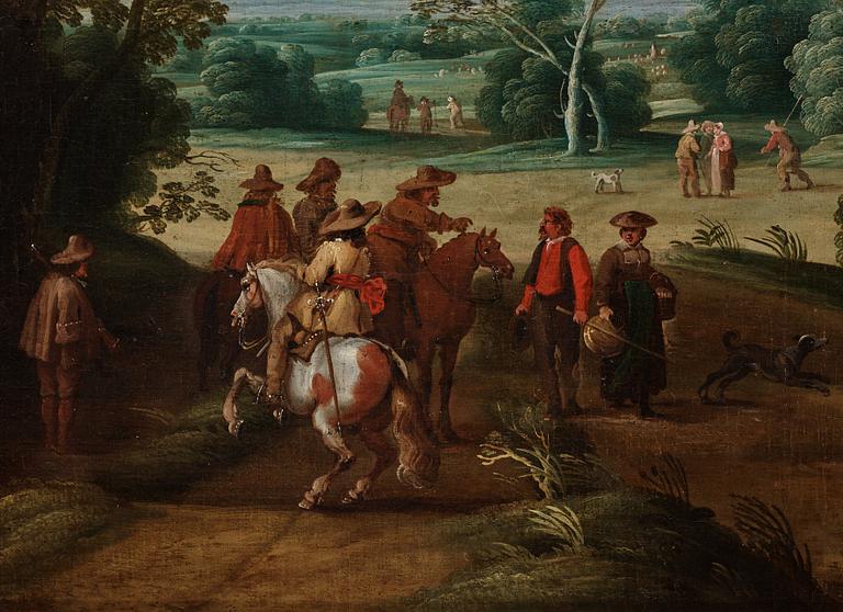 Pieter Snayers, Figures and horsemen outside the village.