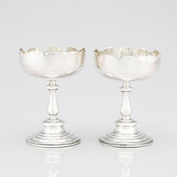 A pair of silver beaker/chalice. Assay master mark of Ivan Lebedkin, Moscow 1899-1908.