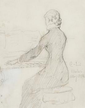 50. Carl Larsson, Dam vid piano.