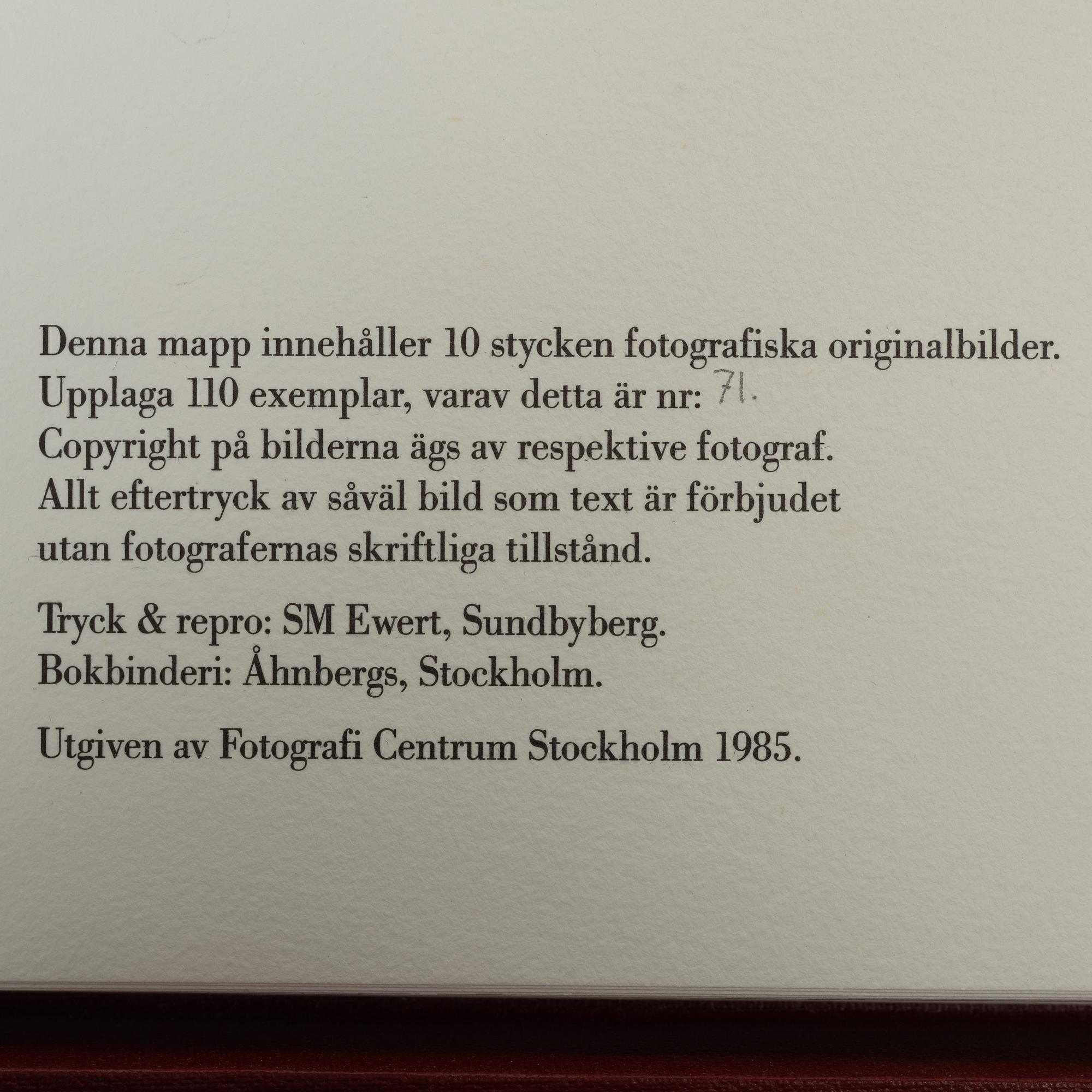 Fotografi Centrum, "Jubileumspärm", Stockholm, 1985.