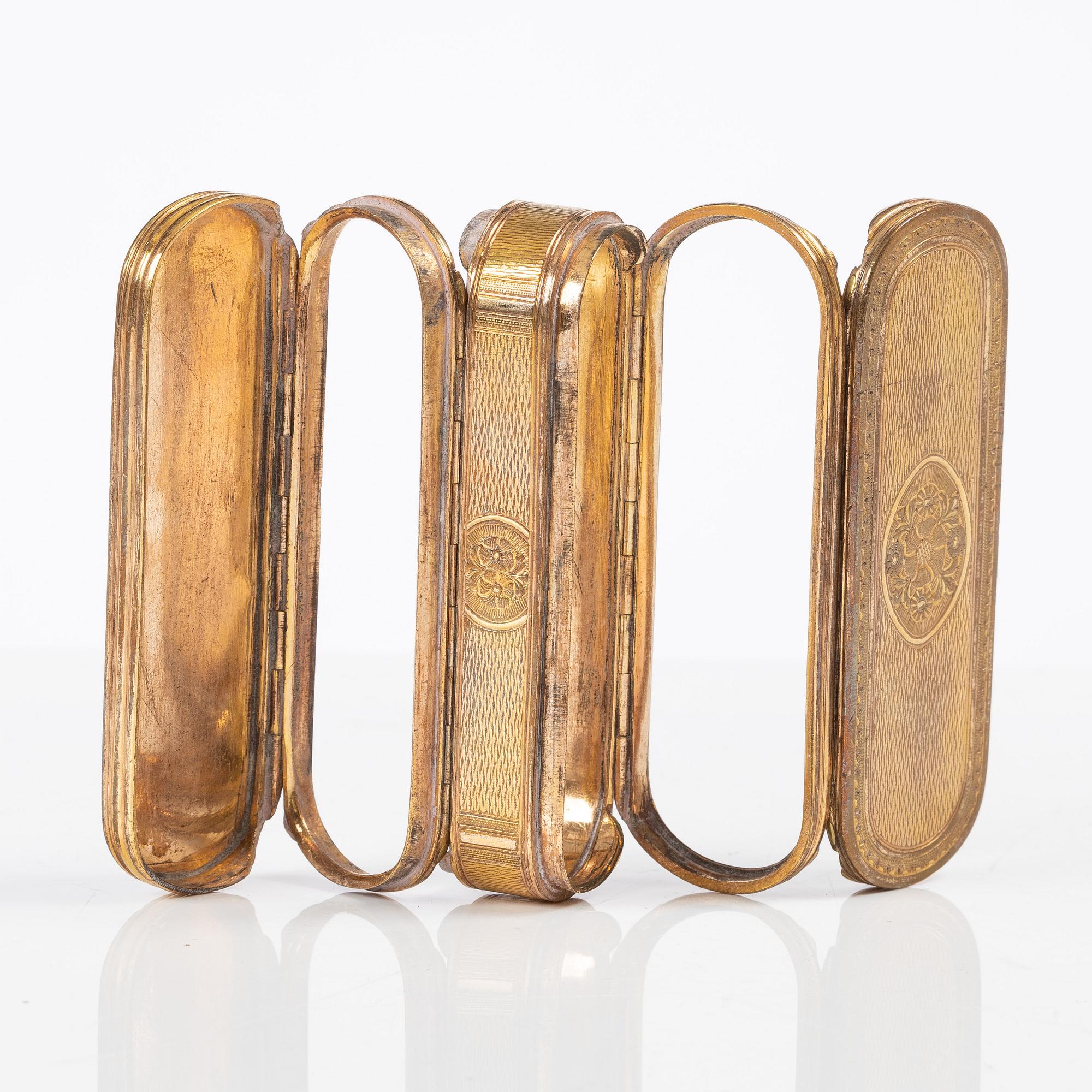 Two gilt-copper snuff boxes, France, 18th century.