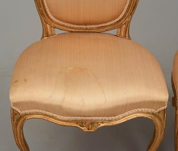 Six Swedish Transition Rococo/Gustavian 18th century chairs.