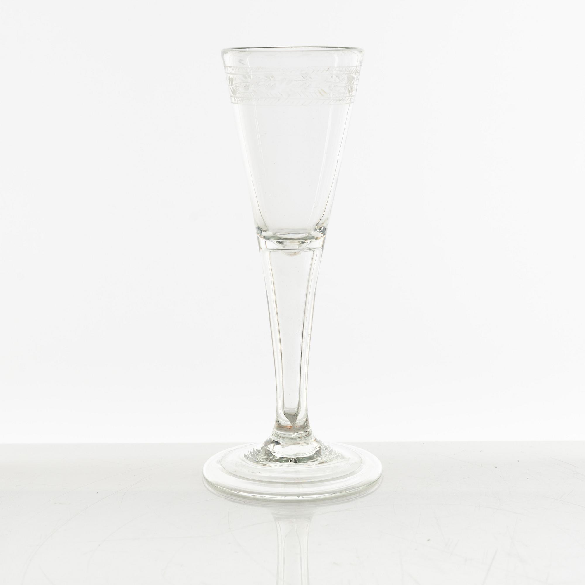 A group of four part Swedish glasses, 18th century.