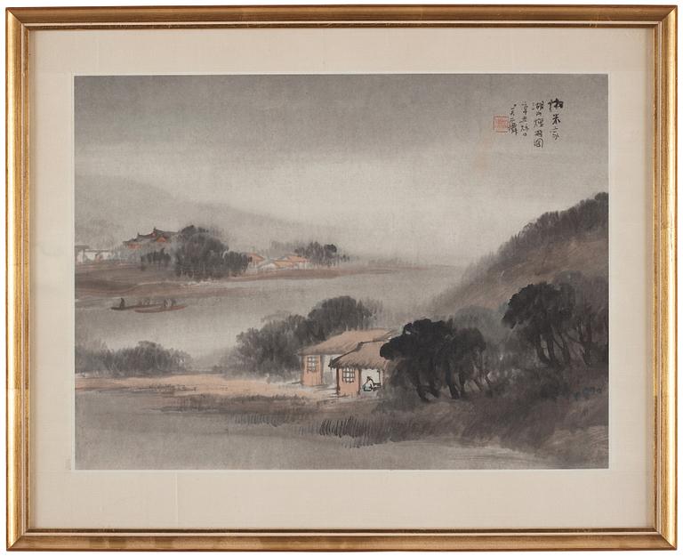 A Chinese painting by Wu Shixian (1865-1919), ink and colour on paper.