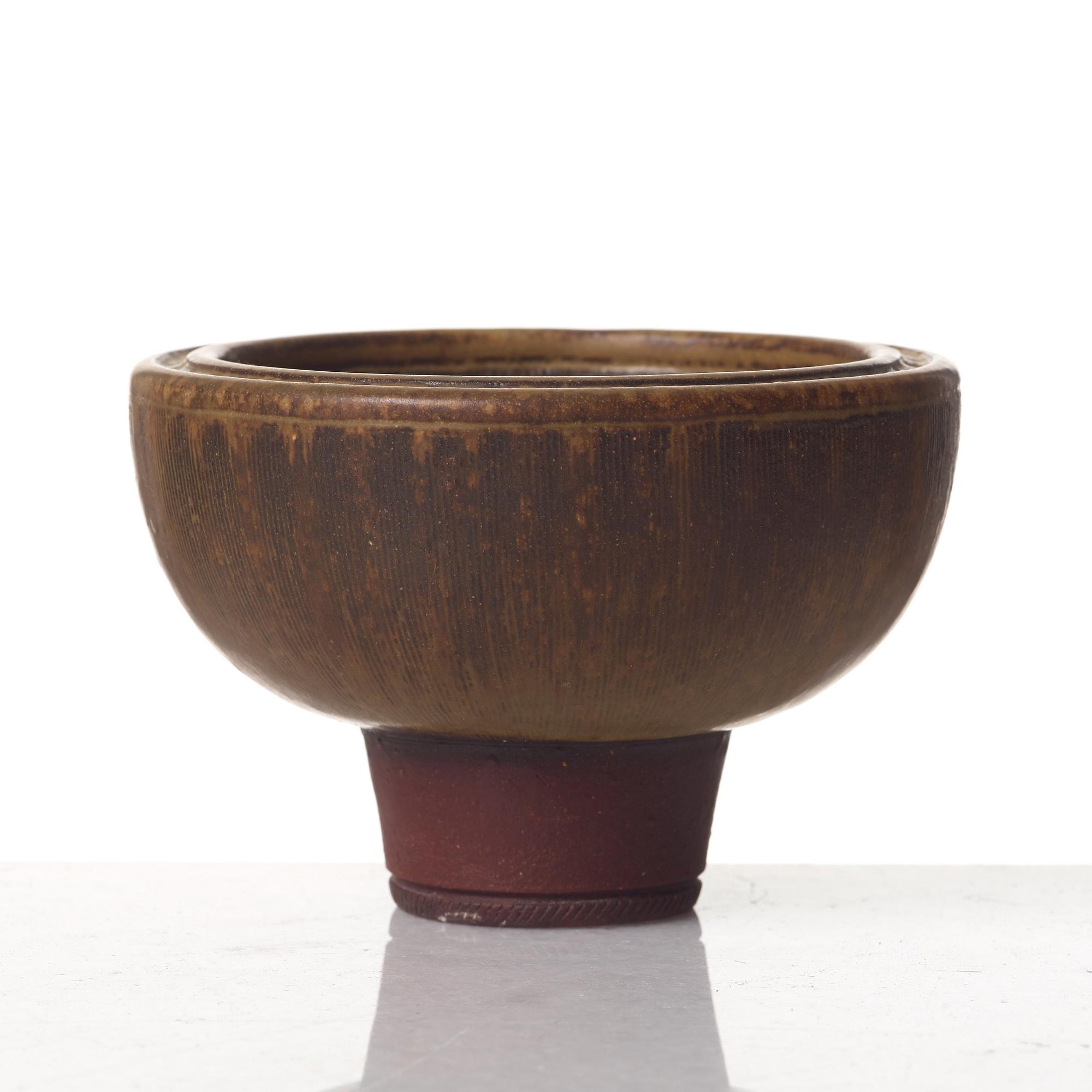Wilhelm Kåge, vas och skål, "Farsta", Gustavsbergs studio 1953-60.