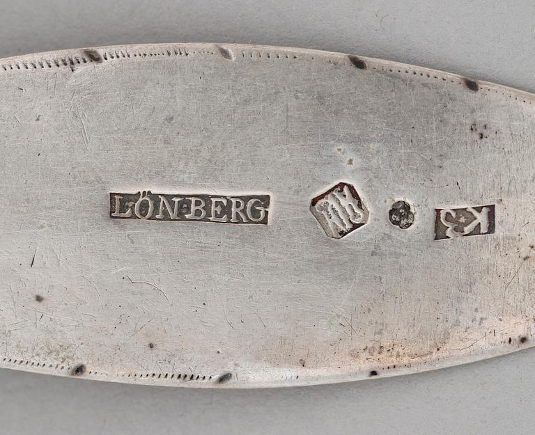 PARTI SILVER, 6 delar, bl a Magnus Lönberg, Borås, 1816. 247 gram.