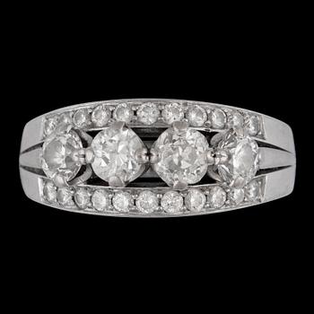 1406. A brilliant cut diamond ring, tot. app. 1.10 cts.