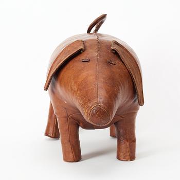 A Firma Svenskt Tenn pig, uppholstered with brown leather.