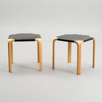 ALVAR AALTO, A PAIR OF X-LEG STOOLS. Modell X 602. Designed in 1954.  Artek, late 1900.