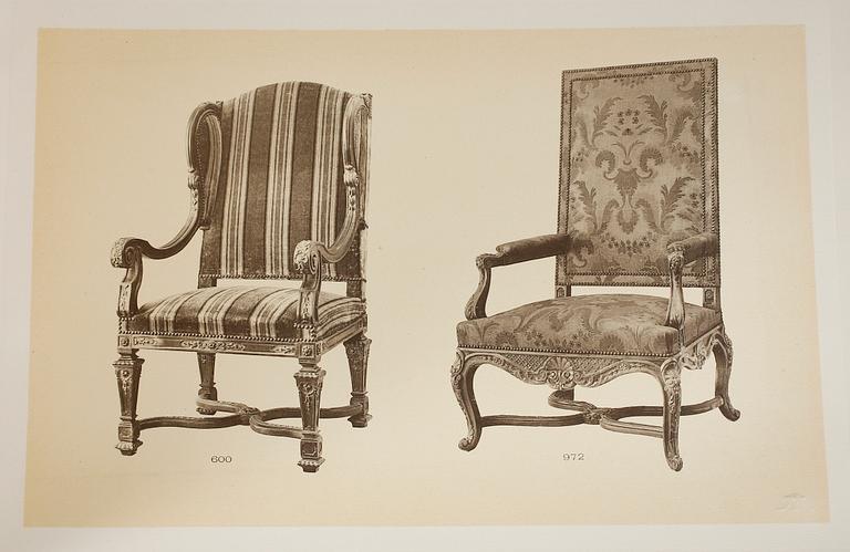MÖBELKATALOG,  ca 70 planscher. 1800-talets slut.