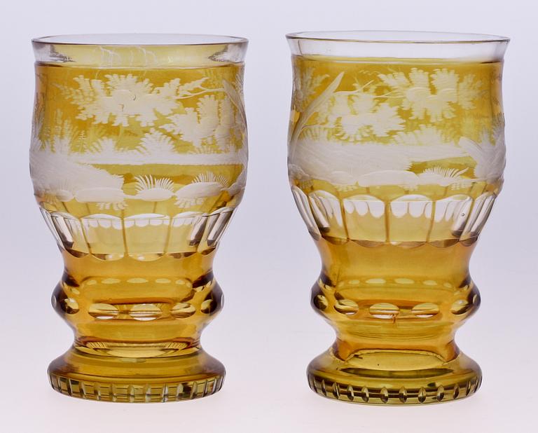 BÄGARE ett par, glas, Böhmen, 1800-talets slut.