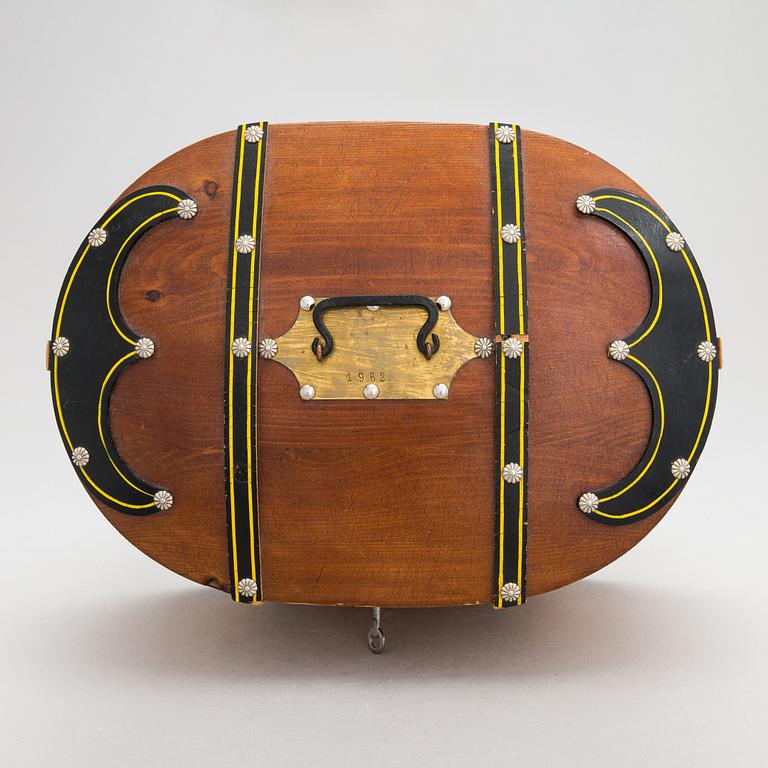 A sami handicraft / duodji 'Giisa'-coffin reportedly made in  Sorsele 1962.