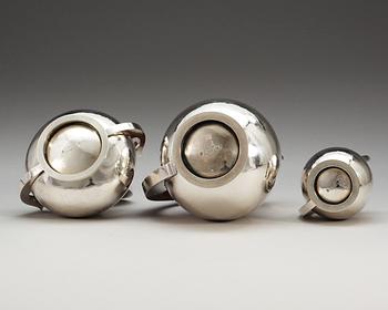 A Hans Hansen 3 pcs sterling coffee service with tray,