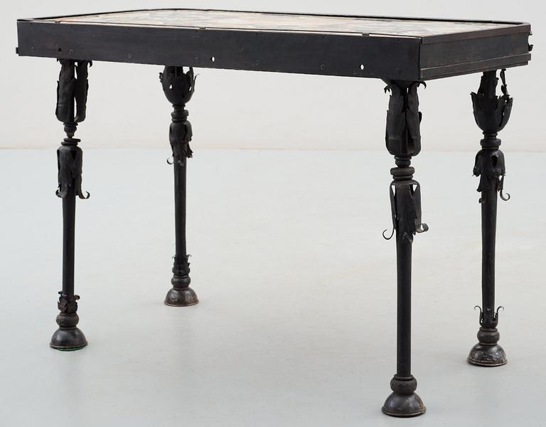 An Italian 18th century scagliola top. Later stand.