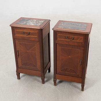 Bedside tables, a pair, first half of the 20th century.