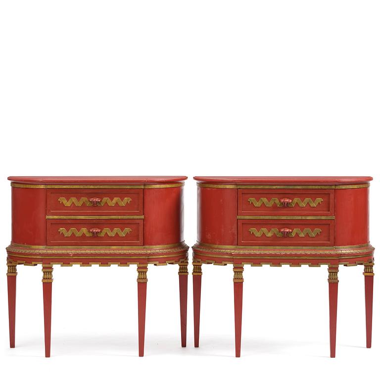 Otto Schulz, a pair of Swedish Grace console tables, Boet, Gothenburg, 1920s.