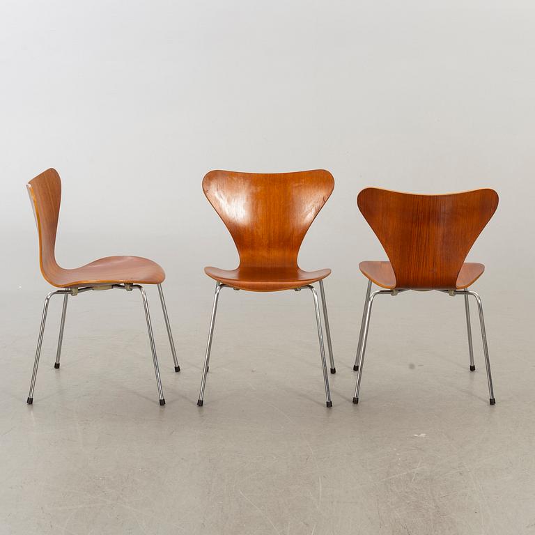 ARNE JACOBSEN, stolar 6 st "Sjuan för Fritz Hansen Danmark sent 1900-tal.