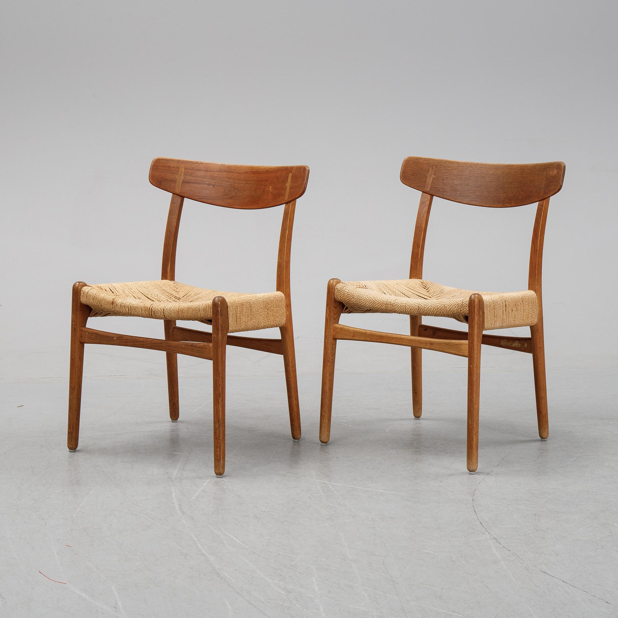 Six matched model CH-23 'Spisestolen' chairs by Hans J Wegner for Carl Hansen & Son, designed 1951.