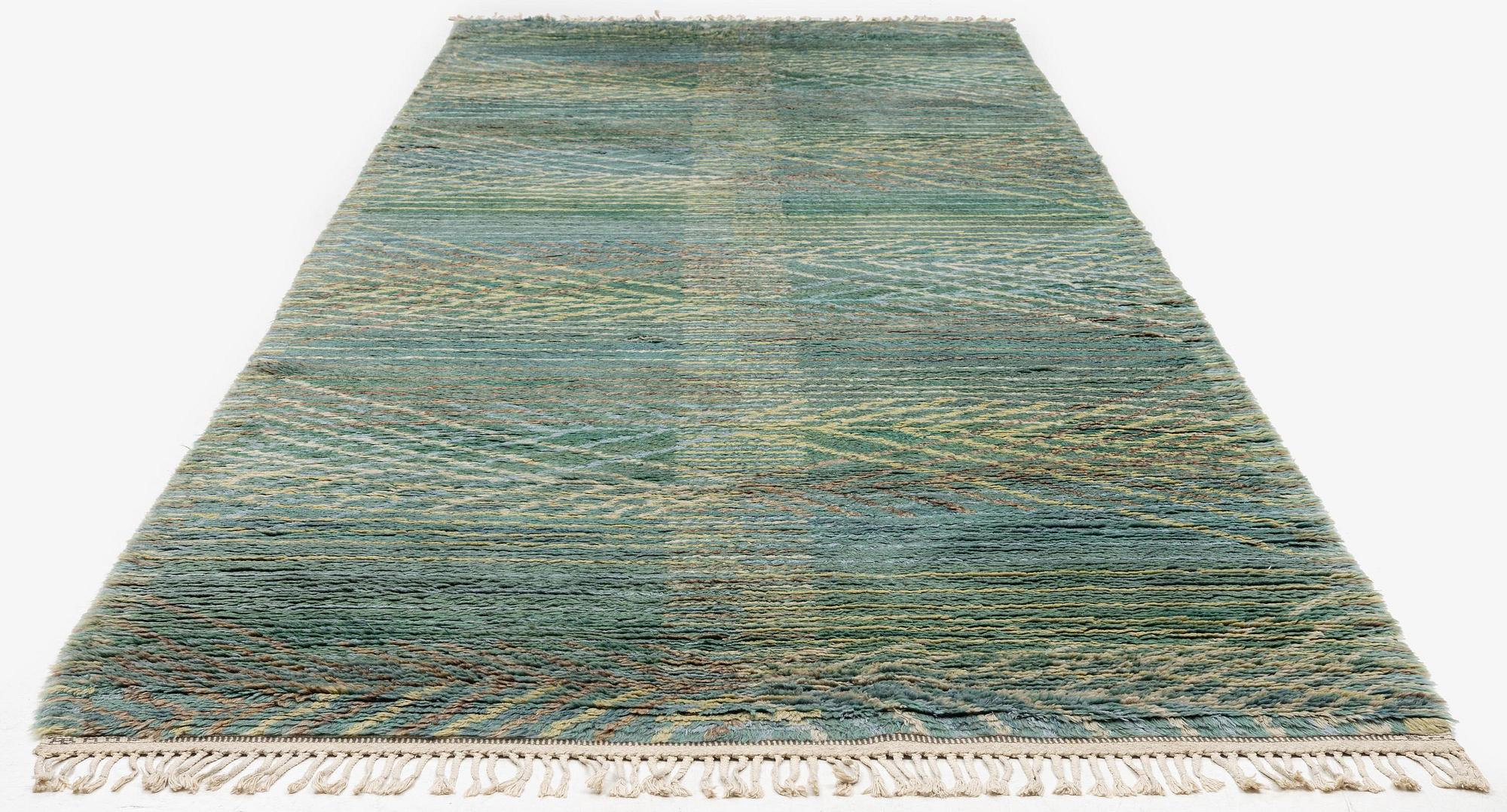 Barbro Nilsson, a runner, 'Marina, grön', knotted pile, c. 469 x 158 cm, signed AB MMF BN.