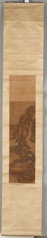 A hanging scroll of a landscape in Song style, Qing dynasty, 19th century.