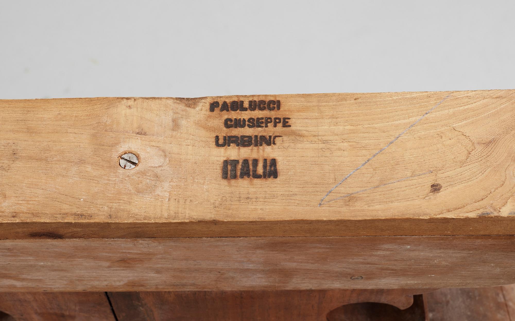 BIBLIOTEKSBORD, barockstil, märkt Giuseppe Paolucci, Urbino, Italien. 1900-talets första hälft.