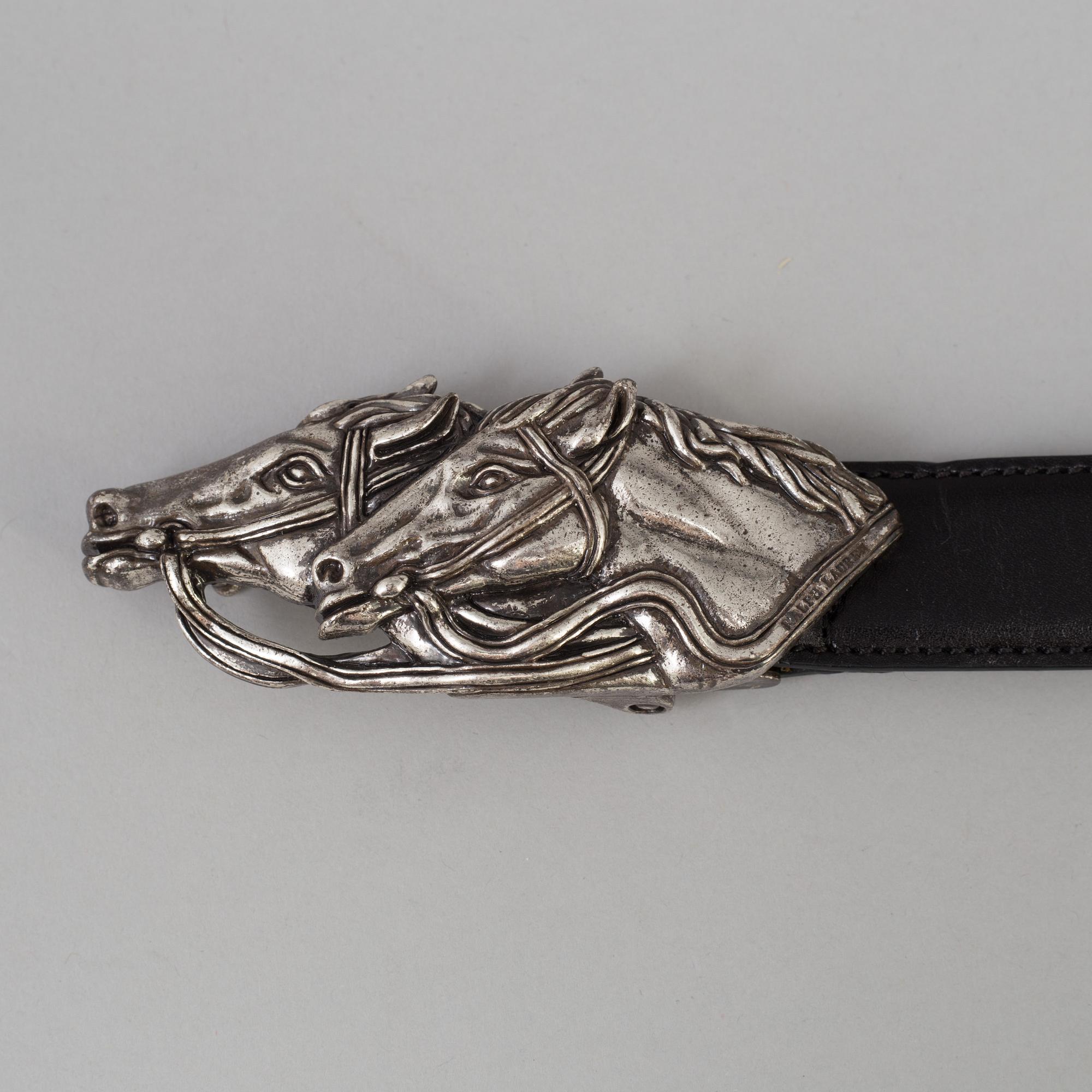 Two leather belts by Ralph Lauren.