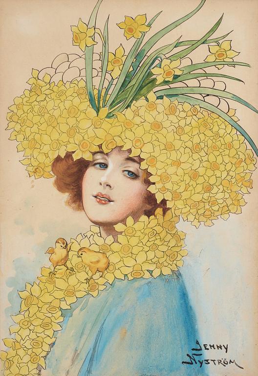 Jenny Nyström, Woman with Daffodils in Her Hair.